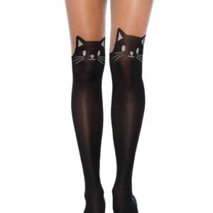 Black Cat Opaque Elastane Pantyhose