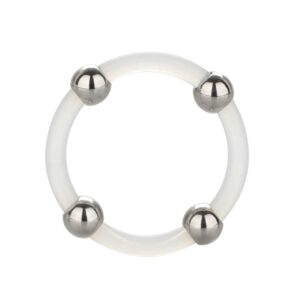 Steel Beaded Silicone Ring L